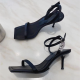 2021 New Square Toe Women Sandals Crystal Letters Decor Women Pumps Sexy High Heels Silk Wedding Dress Shoes Gladiator Sandal