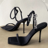 2021 New Square Toe Women Sandals Crystal Letters Decor Women Pumps Sexy High Heels Silk Wedding Dress Shoes Gladiator Sandal